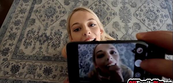  Super skinny blonde teen stepsis Lily Larimar finding solace on bros big cock